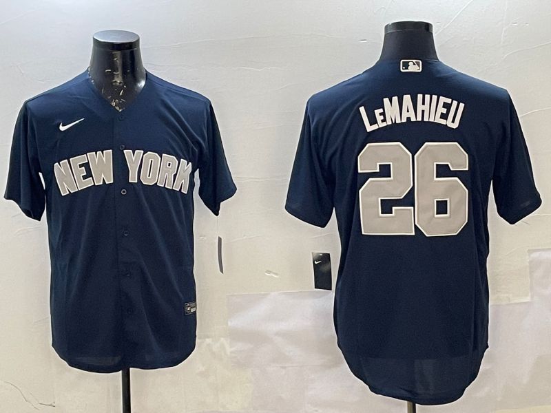 Men New York Yankees 26 Lemahieu Blue Game 2025 Nike MLB Jersey style 1
